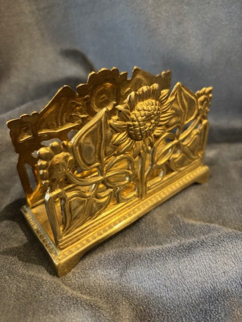 Art Nouveau-servettställ i guldpläterad metall