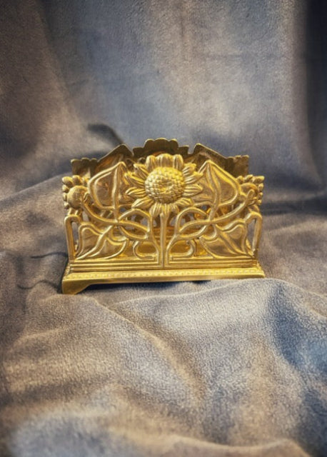 Art Nouveau-servettställ i guldpläterad metall