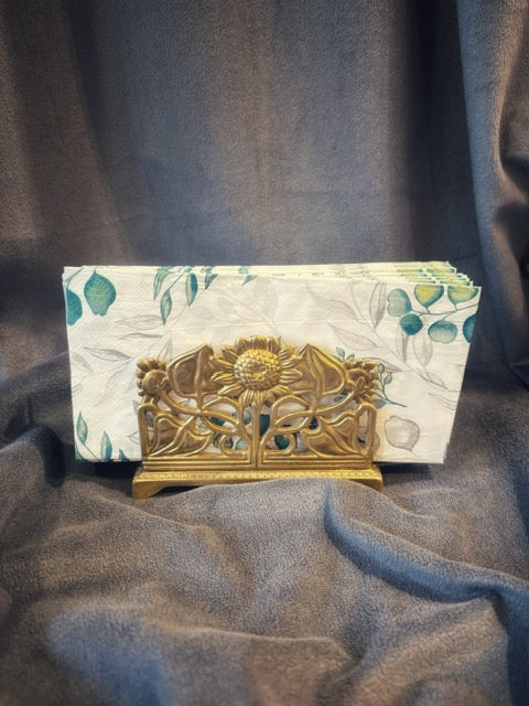 Art Nouveau-servettställ i guldpläterad metall