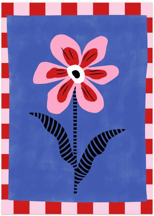 Abstrakt blomma – blå botten & rutram